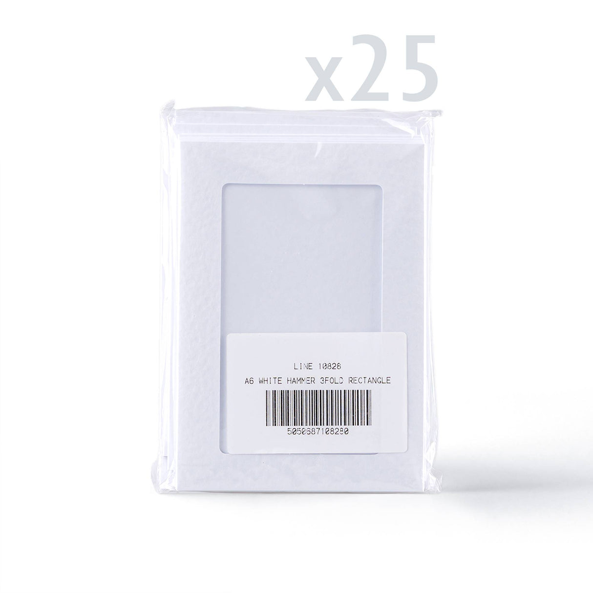Weiße Karten mit gehämmerter Struktur und rechteckigem Ausschnitt – Packung