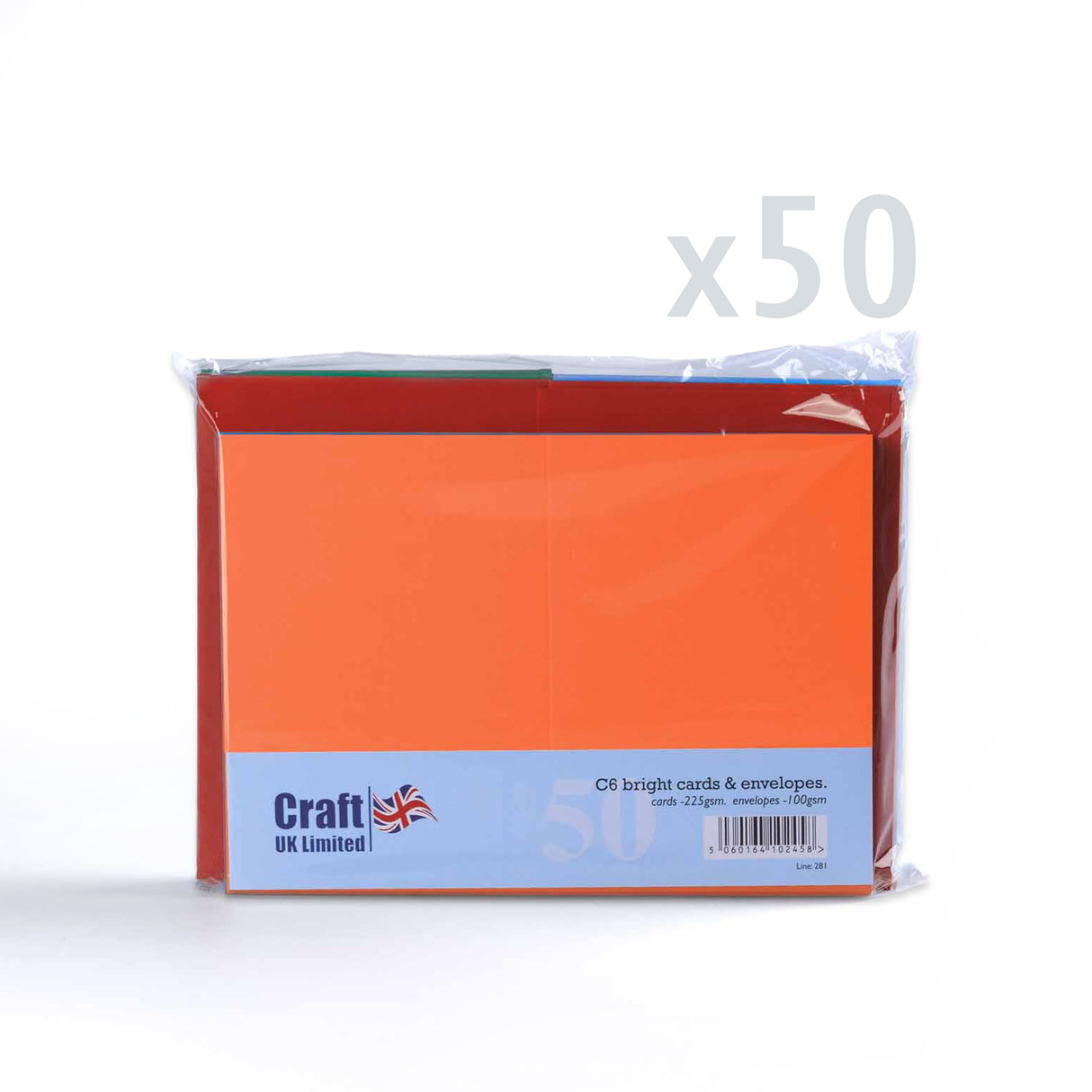 Sortierte Karten in leuchtenden Farben 225 g/m² und Umschläge 100 g/m²