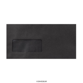 Schwarzer Briefumschlag mit Fenster 110x220 mm (DL)