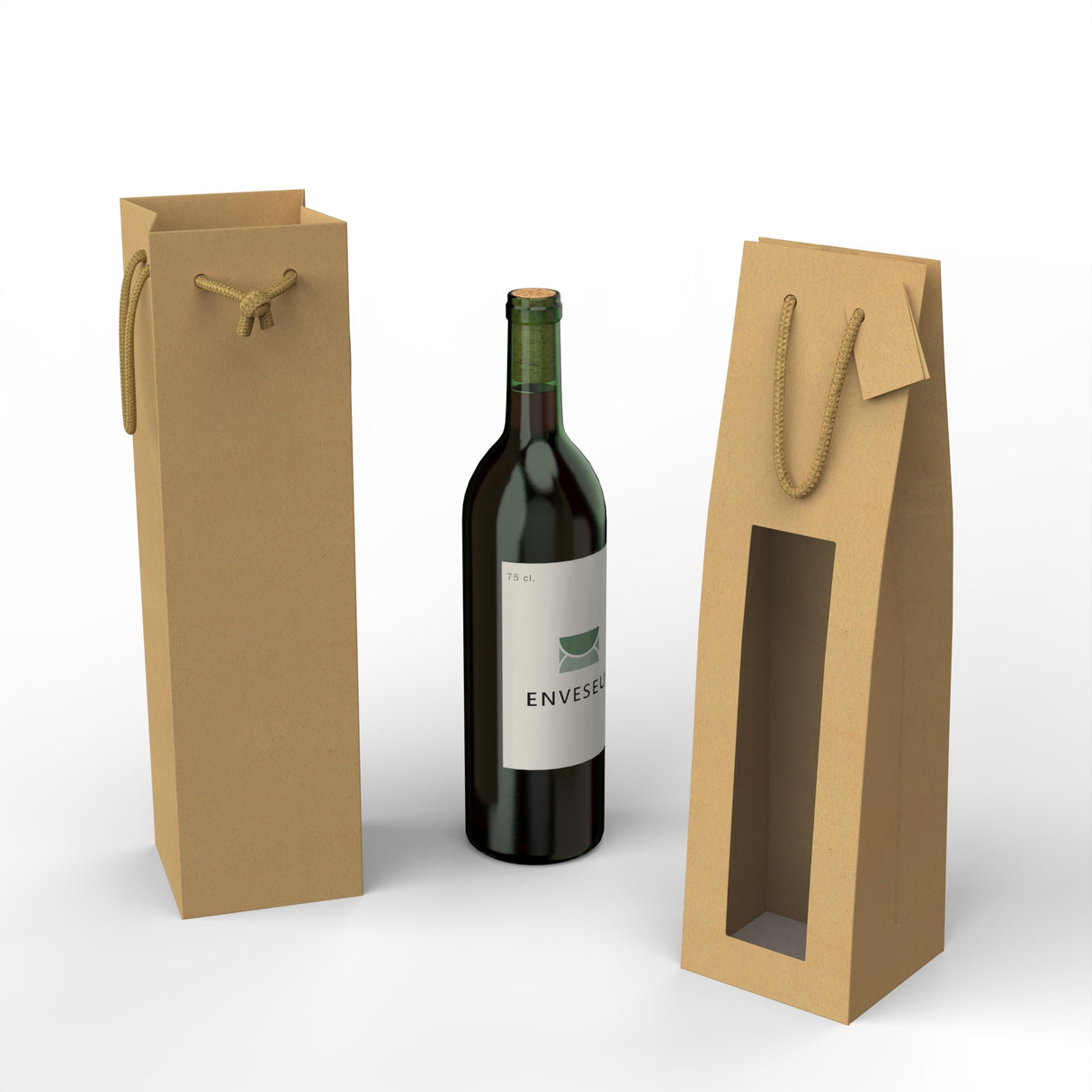 Weintasche aus Kraftpapier für Weinflaschen (75 cl.)